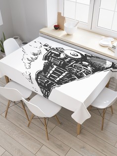 Скатерть прямоугольная JoyArty на кухонный стол "Паровоз ретро" из оксфорда, 180x145 см