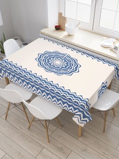 Скатерть прямоугольная JoyArty на кухонный стол "Мандала азулежу" из оксфорда, 180x145 см