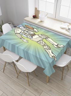 Скатерть прямоугольная JoyArty на кухонный стол "Регби в космосе" из оксфорда, 180x145 см