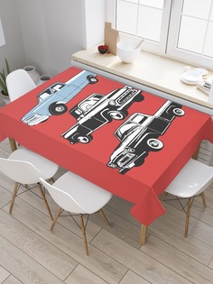 Скатерть прямоугольная JoyArty на кухонный стол "Ретро пикапы" из оксфорда, 180x145 см