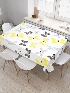 Скатерть прямоугольная JoyArty на кухонный стол "Бабочки гранж" из оксфорда, 180x145 см