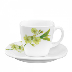 Чашка с блюдцем, La Opala, Quadra, Snowdrop, 190мл, 6шт