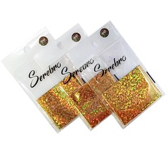 Фольга для дизайна ногтей Serebro, №60, золотые голографические ромбы