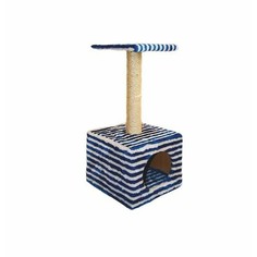 Домик для кошек Zooexpress Куб малый с полкой, жаккардовый, в ассортименте, 34х34х72 см