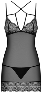 Сорочка с кружевными вставками Frivolla L-XL черный Obsessive