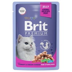 Влажный корм для кошек Brit Premium индейка с сыром в желе 14 шт х 85 гр Brit*