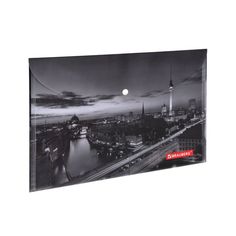 Папка-конверт с кнопкой BRAUBERG NIGHT CITY, А4, 160 мкм, цветная печать, 228033