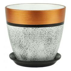 Горшок Сады Аурики Бронза для растений с поддоном керамический серый 18 см 3,8 л