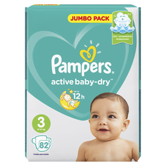 Подгузники Pampers Active Baby-Dry 3 (6-10 кг), 82 шт.