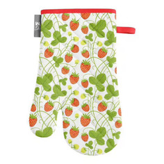 Варежка-прихватка Guten Morgen Земляника хлопковая белая 18 х 30 см