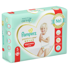 Подгузники-трусики Pampers Premium Care Трусики Размер 5, 34 Трусиков, 12кг-17кг