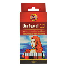 Карандаши цветные пастельные KOH-I-NOOR Wax aquarell, 12 цветов, акварельные восковые
