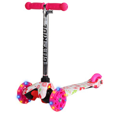 Самокат детский трехколесный CITY-RIDE светодиоды, CR-S4-05PR/FL