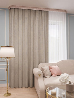 Штора LeGrand Матрица 150x280, серо-золотой, 1 шт.