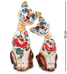Фигурка "Пара котов" бол. цв. (Гжельский фарфор) Art East