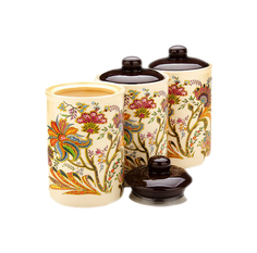 Набор банок для сыпучих Loraine Узор 24852 Бежевый, коричневый, оранжевый, бордовый