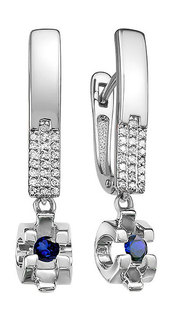 Серьги подвески из белого золота с бриллиантом Империал S0927-222 Imperial