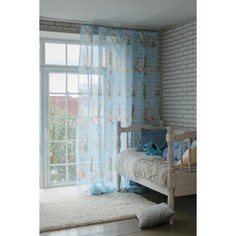 Тюль Этель Весёлый зайчик, без утяжелителя, полиэстер, 135 x 270 см, голубой
