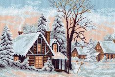 Канва с рисунком Матренин посад Зима, 37*49 см 654
