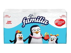 Салфетки Familia Plus белые однослойные 30 x 30 см 200 шт