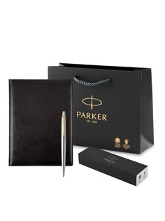 Набор подарочный Parker ежедневник и ручка Jotter Essential Steel GT 1953182setblack