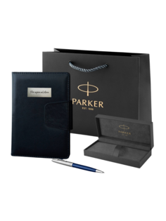 Набор ручка шариковая Parker Sonnet Entry Point Blue Steel, ежедневник А5 с клапаном.