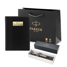 Набор подарочный Parker ежедневник А5 и шариковая ручка Parker IM Metal GT