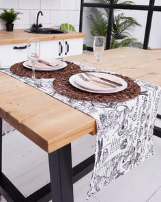 Дорожка на стол, рогожка "Всё себе", Белый версаль, Размер: 45 х 145