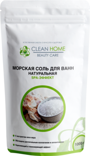 Морская соль для ванн Clean Home натуральная BEAUTY CARE 1000 г