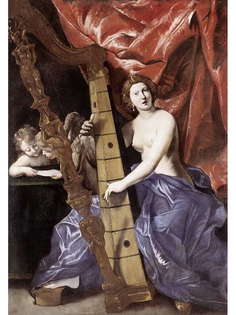 Постер DRABS A2 Джованни Ланфранко, Venus Playing the Harp Allegory of Music