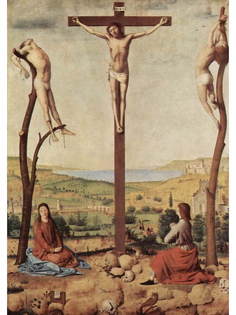 Постер DRABS A3 Антонелло да Мессина, Распятие, Мария и Иоанн. Евангелист Иоанн