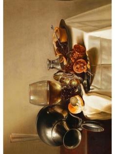 Постер DRABS А2 Рулоф Коец - Натюрморт с бокалом вина и опрокинутым оловянным кувшином