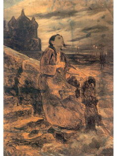 Постер DRABS A3 Перов Василий Григорьевич, Девушка, бросающаяся в воду. Эс