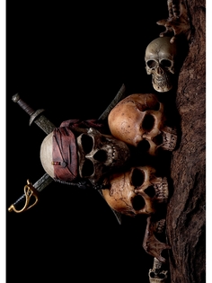 Постер DRABS А3 Натюрморт Пиратский череп с жутким, темным фоном