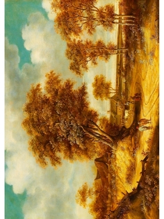 Постер DRABS A3 П. Робёгс - Пейзаж с крестьянами и коровой