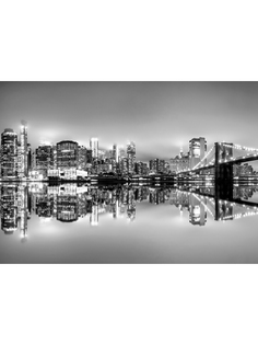 Постер DRABS А2 Панорама Нью-Йорка New York Бруклинский мост черно-белая