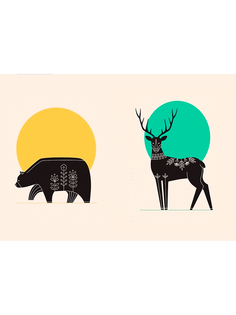 Постер DRABS A3 абстрактные Постер DRABSы медведь, олень