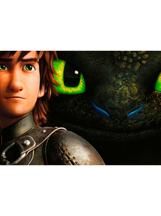 Постер DRABS А3 как приручить дракона, парень и дракон крупный план