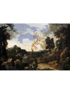 Постер DRABS A2 Гаспар Дюге, Landscape with St Jerome and the Lion
