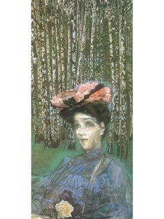 Постер DRABS A2 Врубель Михаил Александрович, Портрет Н.И.Забелы-Врубель на фоне березок