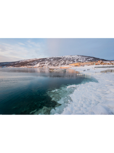 Постер DRABS A3 Зимний закат на берегу моря. Магадан, Россия