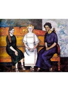 Постер DRABS A2 Машков Илья Иванович, Три сестры на диване. Портрет Н.,Л. и Е.Самойловых