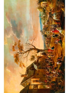 Постер DRABS A3 Антон Губау - Деревенская сцена (кермис) с танцующими крестьянами