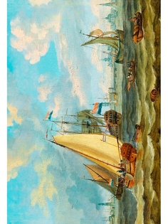 Постер DRABS А2 Нидерландская школа - Корабли на реке около Амстердама