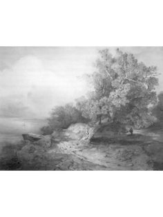 Постер DRABS A3 Саврасов Алексей Кондратьевич, Старый дуб у обрыва над рекой