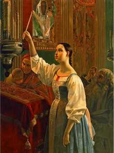 Постер DRABS A3 Михайлов Г.К. Девушка, ставящая свечу перед образом