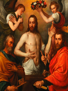 Постер DRABS А2 Антонис Мор - Воскресший Христос со святыми Петром и Павлом и ангелами