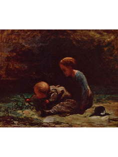 Постер DRABS A3 Домье, Оноре Викторьен, Девочка с малышом