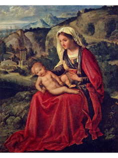 Постер DRABS A3 Джорджоне, Мария с младенцем на фоне пейзажа