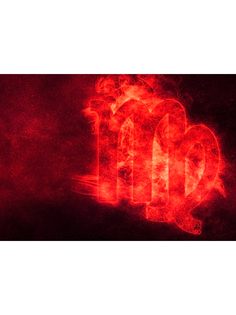 Постер DRABS A3 Знаки зодиака Дева Гороскоп красное пламя